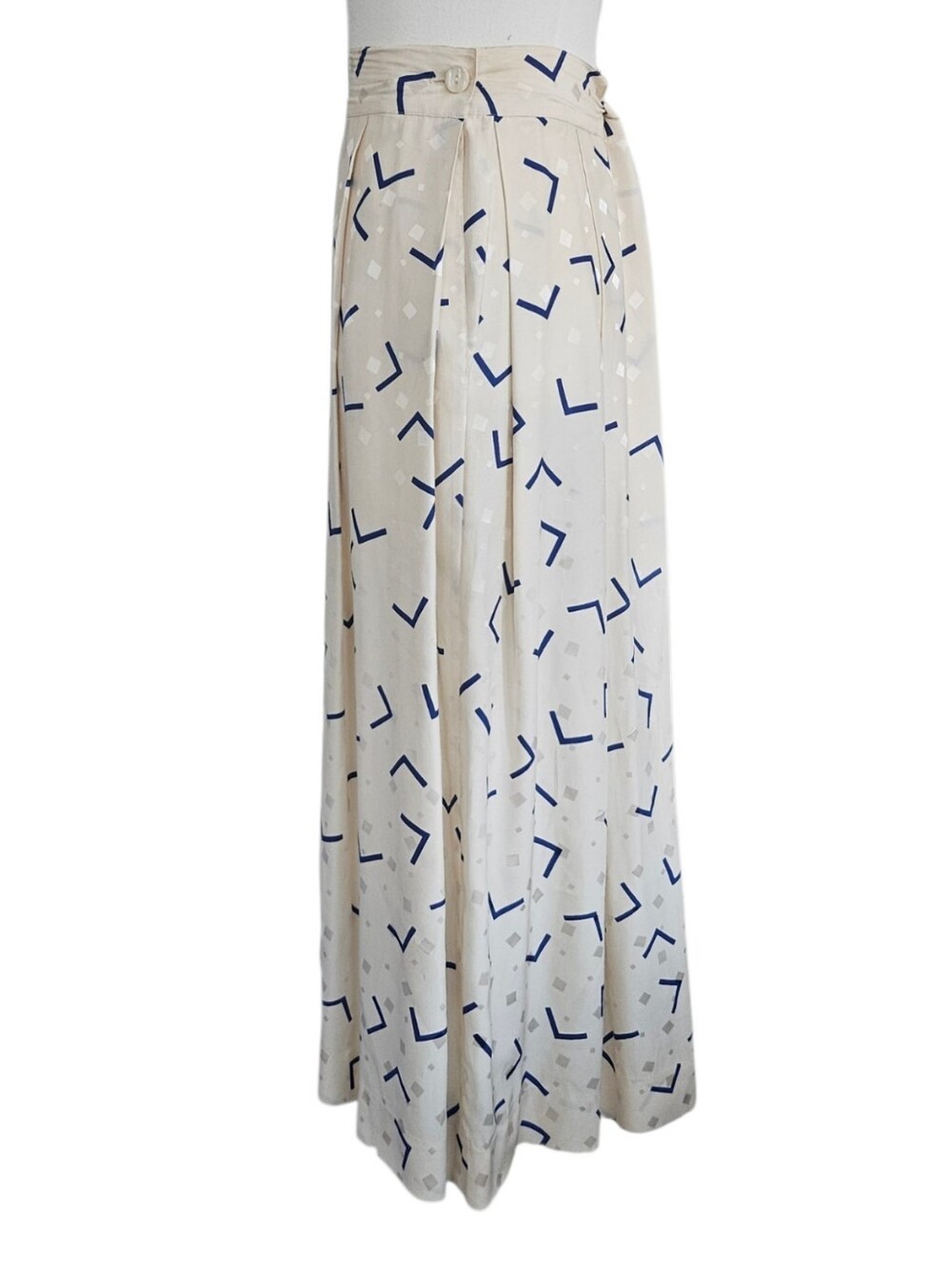 Vintage 80s Christian Dior Separates Silk Abstract Pleated Midi Skirt Size 8 - Picture 4 of 11